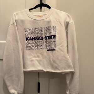White Kansas State Cropped Sweatshirt